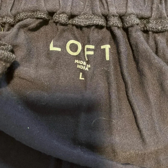 LOFT women's large navy lace bell sleeve off shoulder blouse casual stretch - Picture 4 of 5